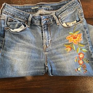 Flower Embroidered Jeans